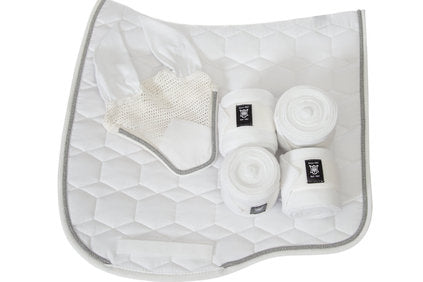 Wedstrijddekje wit met zilver koord