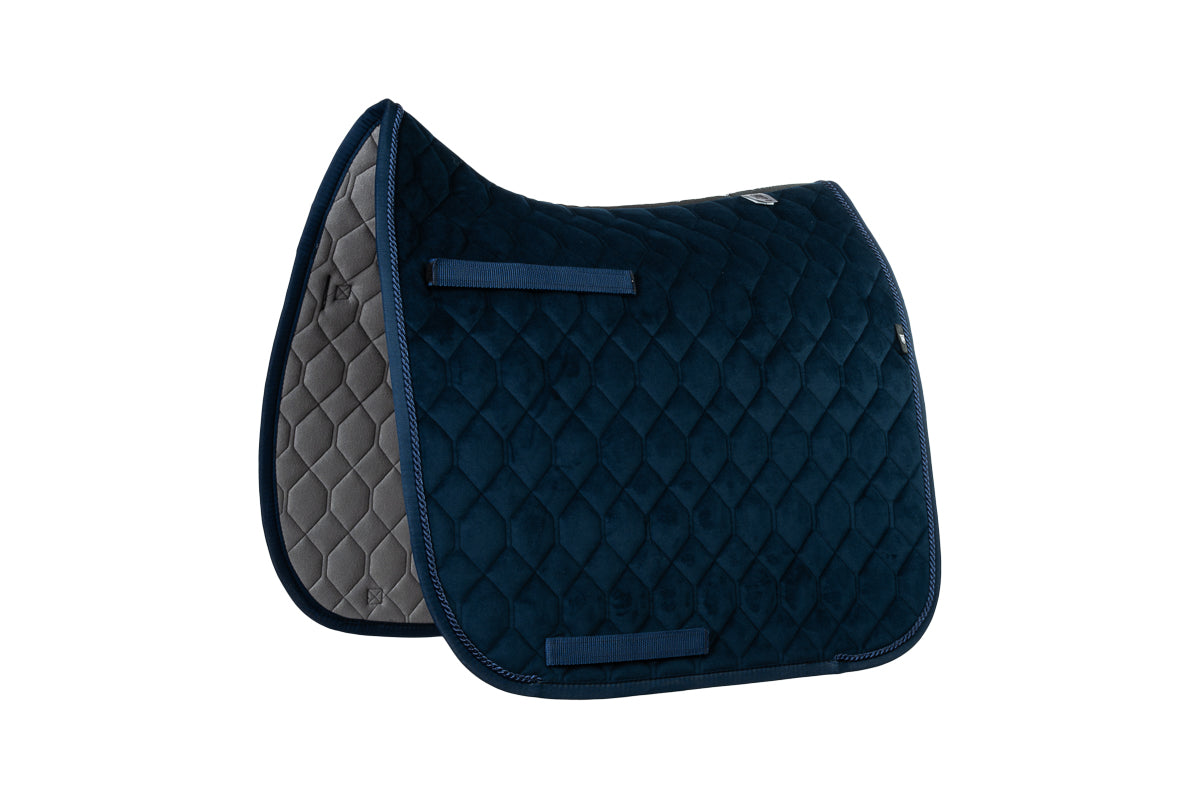 Blauw fluwelen zadeldekje – Mattes Herfstcollectie 2026