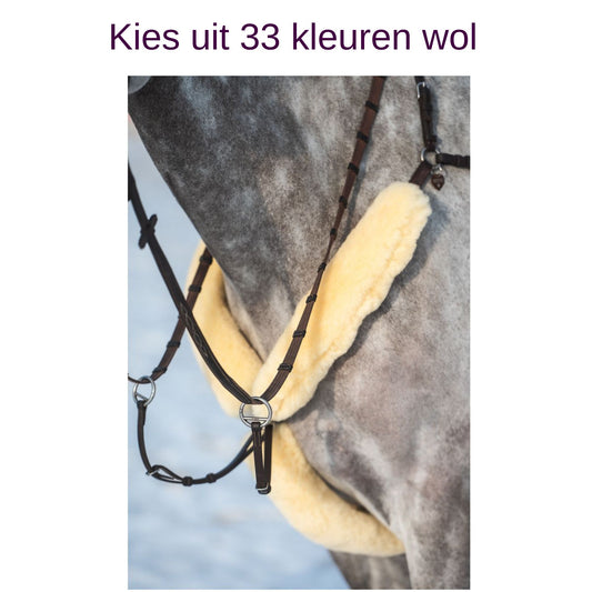 Voorkom schuurplekken met een superzacht martingaal bontje.100% lamswol. Kies uit 34 kleuren wol. Lengte van 8 tot 94 cm